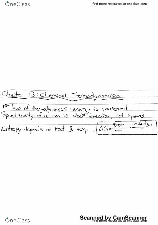 CHEM 102 Lecture 6: CHEM102 Lecture 6: Chapter 13: Chemical Thermodynamics thumbnail