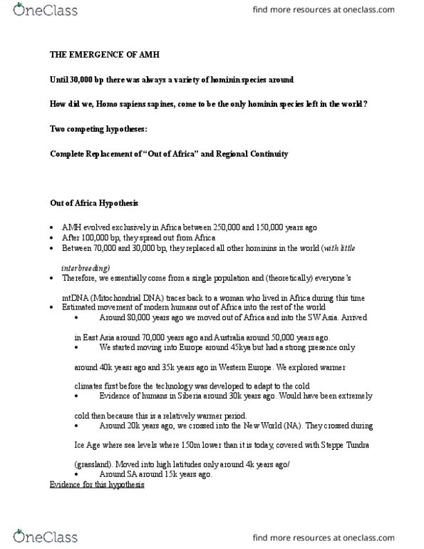 ARCH 131 Lecture Notes - Lecture 18: Population Bottleneck, Y Chromosome, Nuclear Dna thumbnail