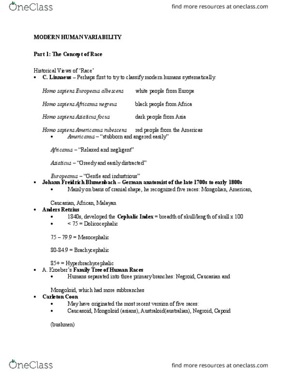 ARCH 131 Lecture Notes - Lecture 19: The Bell Curve, Capoid Race, Negroid thumbnail