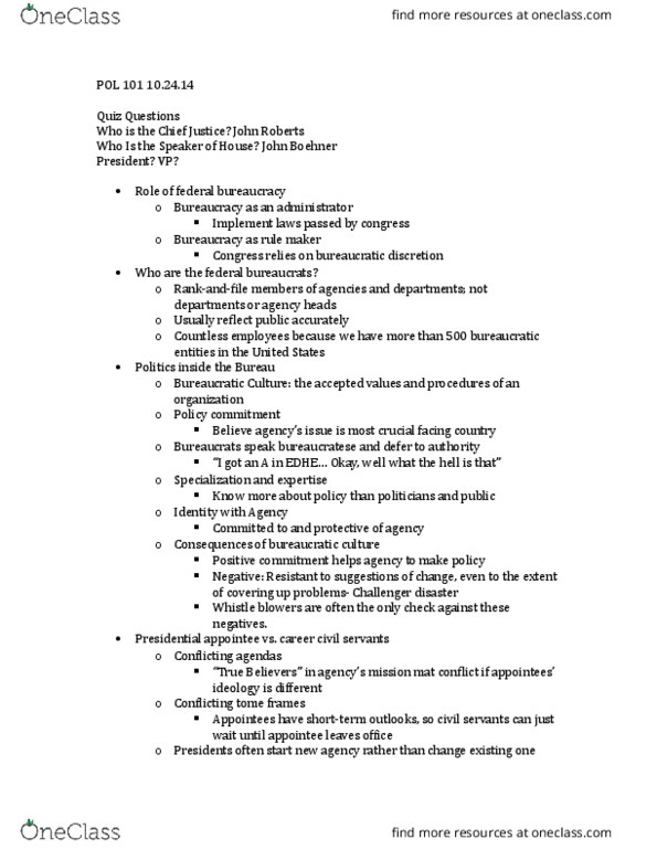 POL 101 Lecture Notes - Lecture 22: John Boehner, Politics Of The United States thumbnail