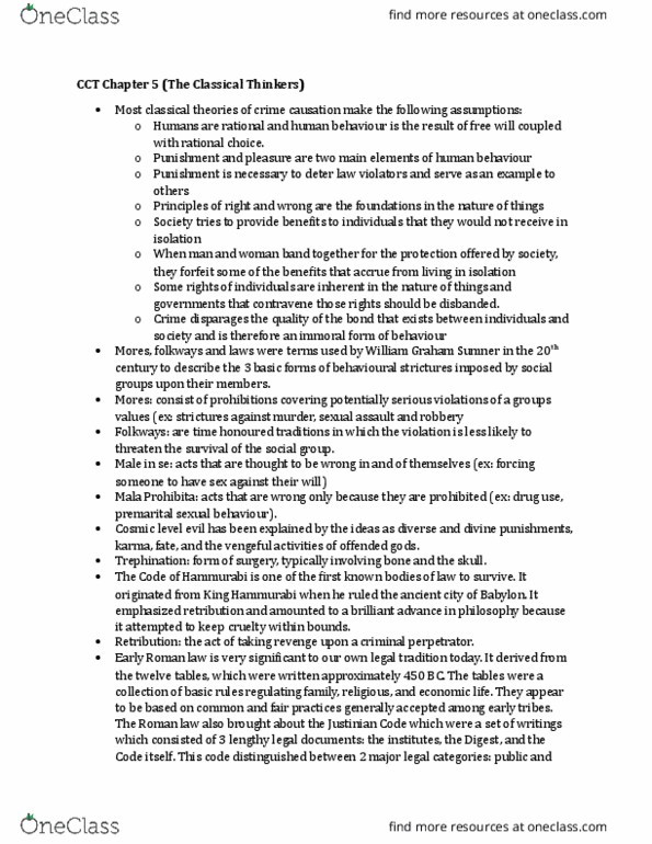 SOC 1500 Chapter Notes - Chapter 5: William Graham Sumner, Twelve Tables, Private Law thumbnail