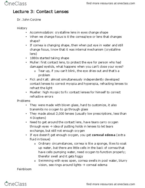 OPTOM 10 Lecture Notes - Lecture 3: Oxygen Permeability, Gel, Water Content thumbnail