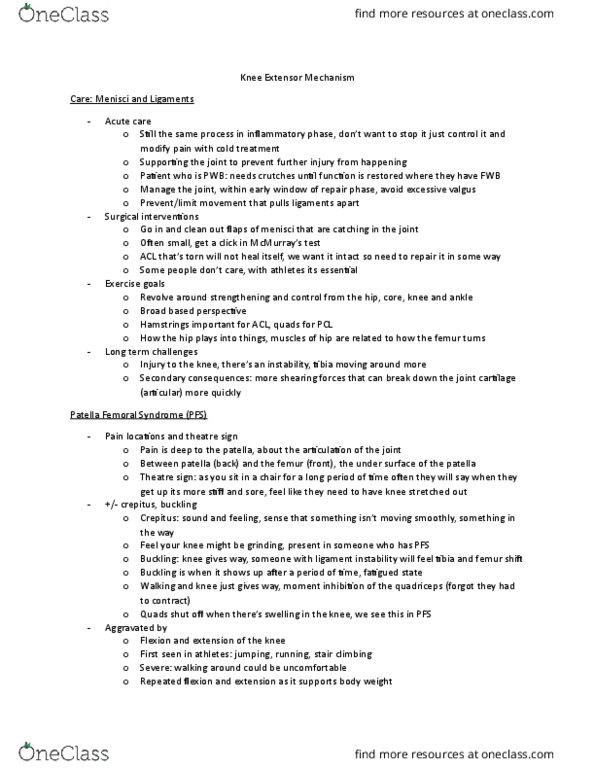 KINESIOL 3K03 Lecture Notes - Lecture 11: Valgus Stress Test, Hyaline Cartilage, Rectus Femoris Muscle thumbnail