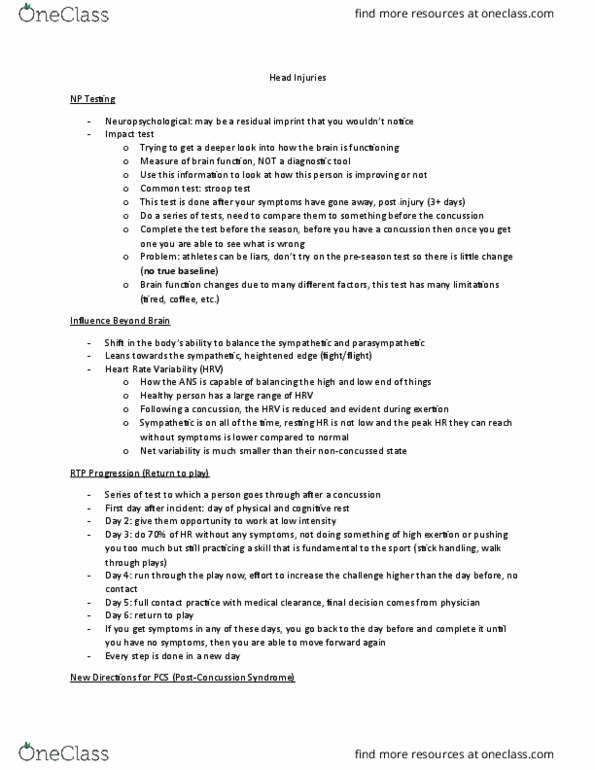 KINESIOL 3K03 Lecture Notes - Lecture 2: Stroop Effect, Brain Warp, Intracranial Pressure thumbnail