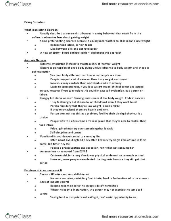 HLTHAGE 2G03 Lecture Notes - Lecture 7: Binge Eating Disorder, Binge Eating, Eating Disorder thumbnail