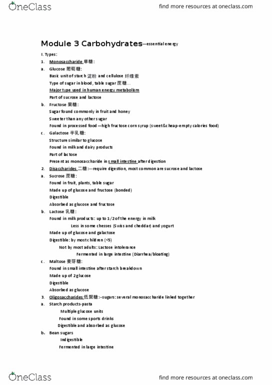 NTR 108 Lecture Notes - Lecture 3: High Fructose Corn Syrup, Lactose Intolerance, Vitamin B6 thumbnail