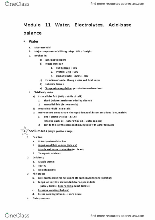 NTR 108 Lecture Notes - Lecture 11: Body Water, Soy Sauce, Extracellular Fluid thumbnail