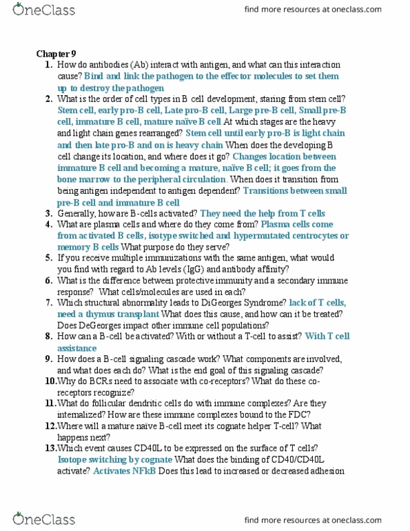 PCB 3233 Lecture Notes - Lecture 1: Hyper Igm Syndrome, Follicular Dendritic Cells, Cd154 thumbnail