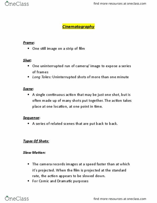 FS100 Lecture Notes - Lecture 3: Long Shot, Eye Level, Focal Length thumbnail