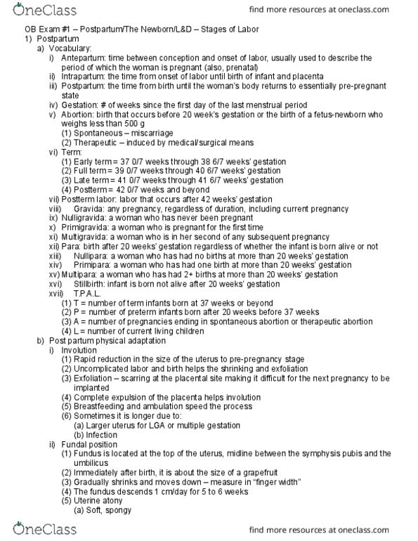 NURS 220 Lecture Notes - Lecture 1: Multiple Birth, Gestational Age, Birth Weight thumbnail