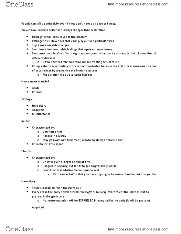 NURS 245 Lecture Notes - Lecture 1: Stroke Volume, Telomerase, Etiology thumbnail