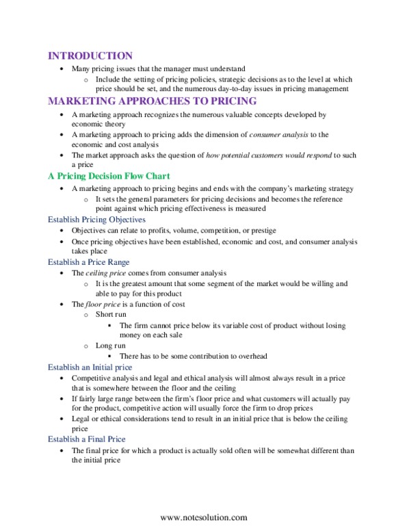 MGMA01H3 Chapter Notes - Chapter 14: Marketing Mix thumbnail