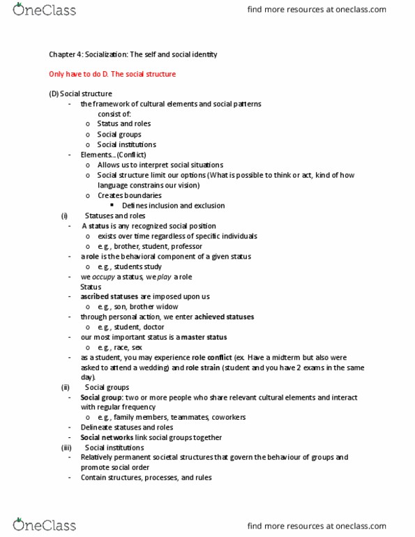 SOC100 Lecture Notes - Lecture 15: Role Theory, Social Group, Mcdonaldization thumbnail