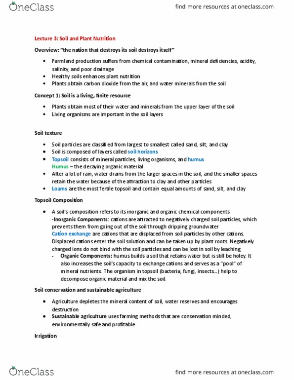 BIOL 2010U Lecture Notes - Lecture 3: Drip Irrigation, Soil Compaction, Soil Horizon thumbnail