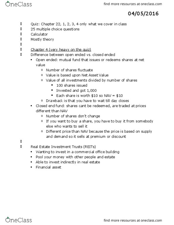 ECON 132A Lecture Notes - Lecture 4: Mutual Fund, Mutual Fund Fees And Expenses, Issued Shares thumbnail