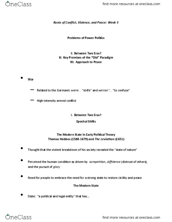 PACS201 Lecture Notes - Lecture 3: Realpolitik, Human Security, Nationstates thumbnail