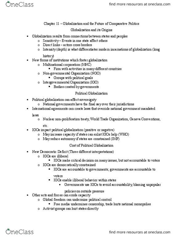 CPO 2001 Lecture Notes - Lecture 20: International Monetary Fund, Treaty On The Non-Proliferation Of Nuclear Weapons, Bretton Woods System thumbnail