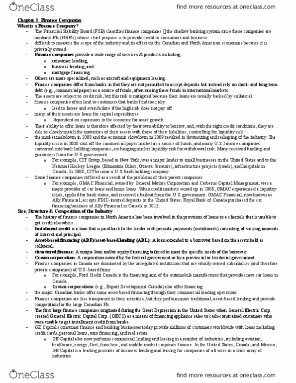 FIN 701 Lecture Notes - Lecture 3: Ford Motor Credit Company, Mortgage Loan, Bank Holding Company thumbnail