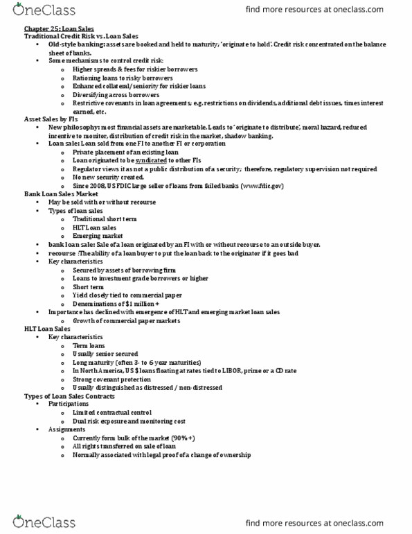 FIN 701 Lecture Notes - Lecture 6: Loan Sale, Shadow Banking System, Credit Risk thumbnail