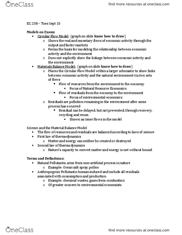 EC238 Lecture Notes - Lecture 2: Ozone Depletion, Environmental Economics thumbnail