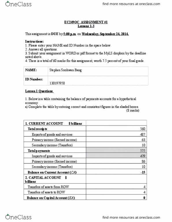 EC249 Lecture Notes - Lecture 24: Canadian Dollar, Foreign Exchange Market, Excess Supply thumbnail