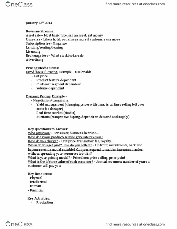 BU121 Lecture Notes - Lecture 3: Yield Management, List Price, Unit Price thumbnail