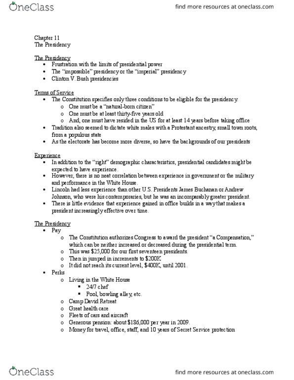 POLI 172 Lecture Notes - Lecture 1: Presidential Succession Act, Office Of The Pardon Attorney, Article Two Of The United States Constitution thumbnail