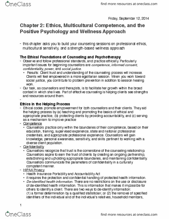 FRHD 3400 Chapter Notes - Chapter 2: Human Services, Health Insurance Portability And Accountability Act, Positive Psychology thumbnail