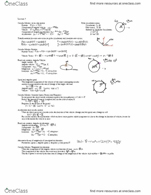 8.01 Lecture Notes - Lecture 1: Polar Coordinate System, Angular Velocity, Angular Acceleration thumbnail