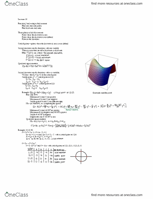 18.02 Lecture Notes - Lecture 1: Derivative Test, Saddle Point, Talking Lifestyle 1278 thumbnail