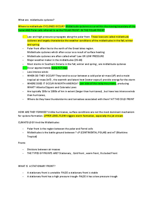 EESA09H3 Lecture Notes - Occluded Front, Canadian Pacific Air Lines, Polar Front thumbnail