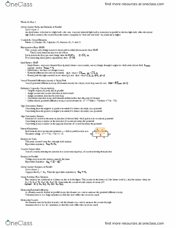 8.02 Lecture Notes - Lecture 1: Electromotive Force, Resistor, Internal Resistance thumbnail