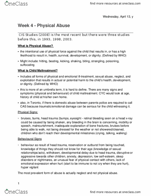 CYC 201 Lecture Notes - Lecture 4: Retinal Haemorrhage, Domestic Violence, Reinforcement thumbnail