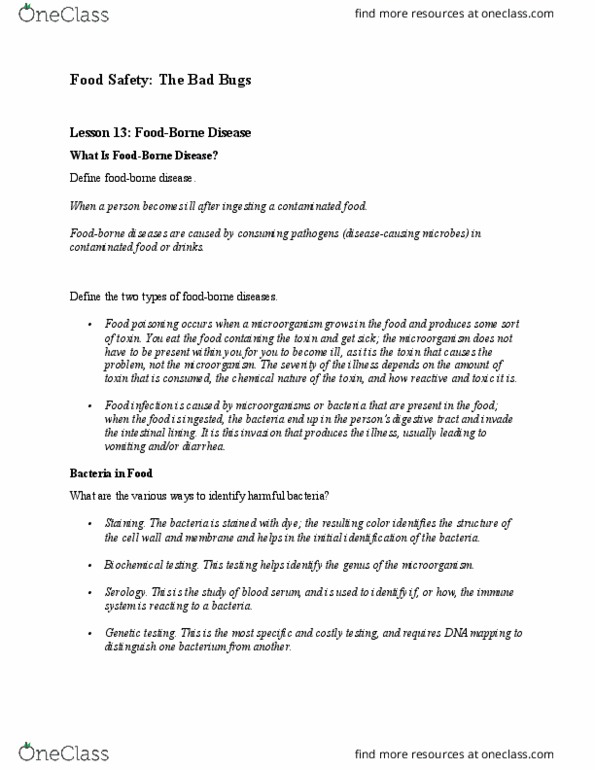 FOS 2001 Chapter Notes - Chapter 4: Foodborne Illness, Food Contaminant, Listeria thumbnail