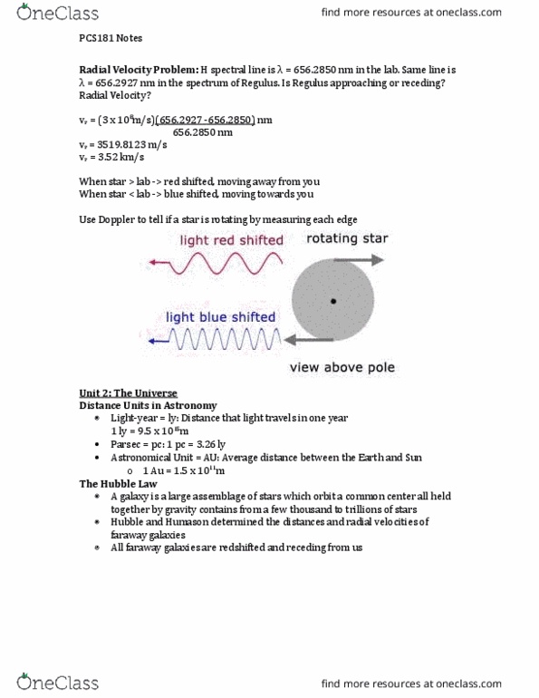 SCI 102 Lecture Notes - Lecture 4: Cosmic Microwave Background, Radial Velocity, Radio Astronomy thumbnail