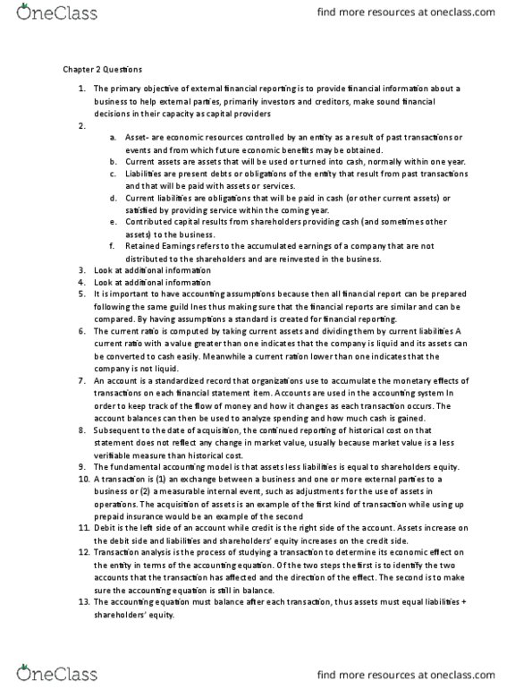 MGAB01H3 Chapter Notes - Chapter 2: Current Liability, Historical Cost, Financial Statement thumbnail