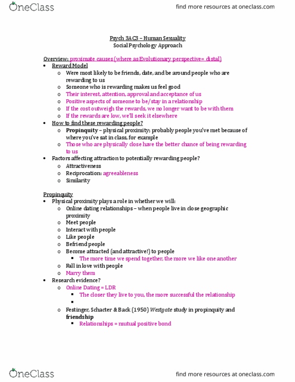 PSYCH 3AC3 Lecture Notes - Lecture 6: Physical Attractiveness, Social Skills, Psych thumbnail