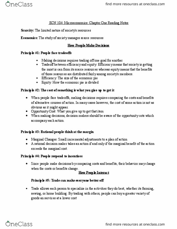 ECN 104 Lecture Notes - Lecture 1: Marginal Utility, Marginal Cost, Planned Economy thumbnail