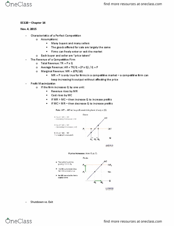 EC120 Lecture Notes - Lecture 12: Sunk Costs, Marginal Revenue, Fixed Cost thumbnail