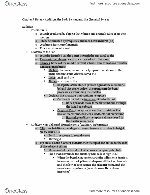 PSYC314 Chapter Notes - Chapter 7: Medial Geniculate Nucleus, Cochlear Nucleus, Inferior Frontal Gyrus thumbnail