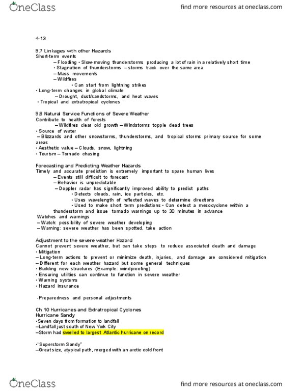 GEOL 110 Lecture Notes - Lecture 13: Coastal Erosion, Thunderstorm, Mesocyclone thumbnail