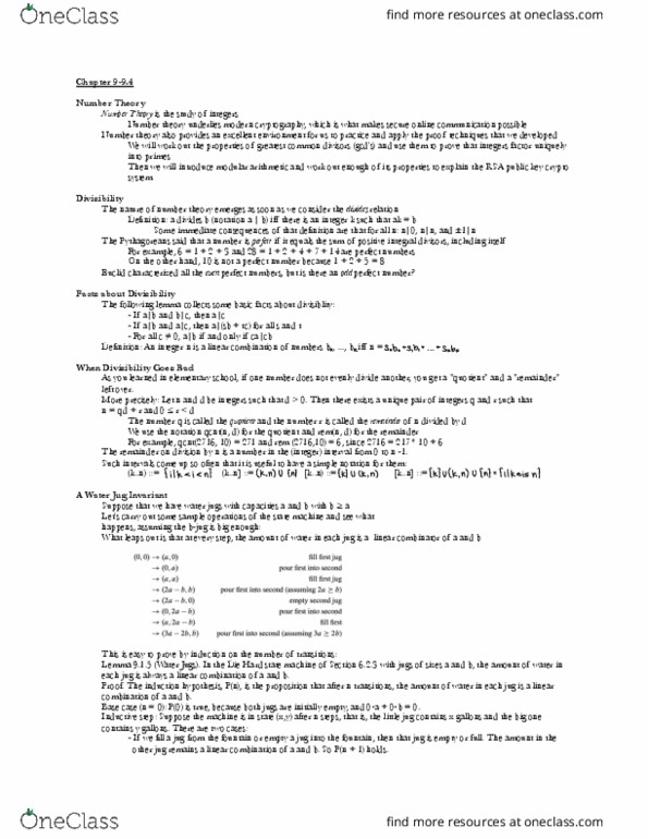 6.042J Lecture Notes - Lecture 1: Perfect Number, Number Theory, Linear Combination thumbnail