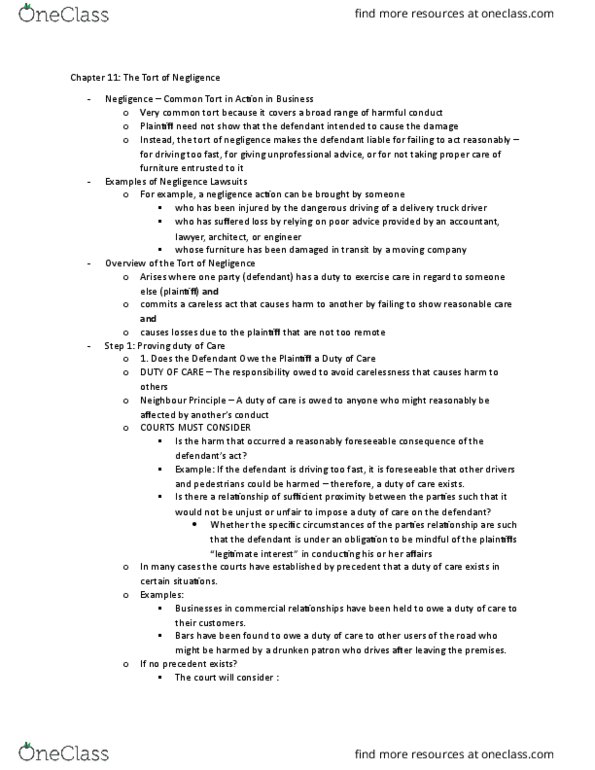 COMM231 Chapter Notes - Chapter 11: Strict Liability, Sony, No Liability thumbnail