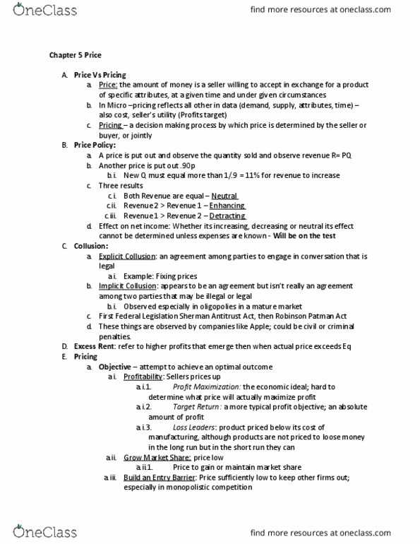 BUSSPP 0020 Lecture Notes - Lecture 5: Robinson–Patman Act, Sherman Antitrust Act, Reverse Auction thumbnail