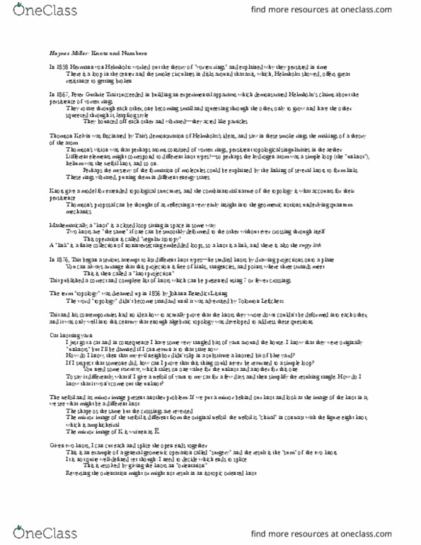 18.095 Lecture Notes - Lecture 6: Trefoil Knot, Hermann Von Helmholtz, Solomon Lefschetz thumbnail