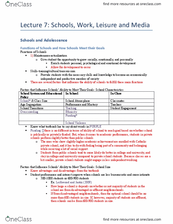 PSY310H5 Lecture Notes - Lecture 7: Effective Schools, Time Point, Social Comparison Theory thumbnail