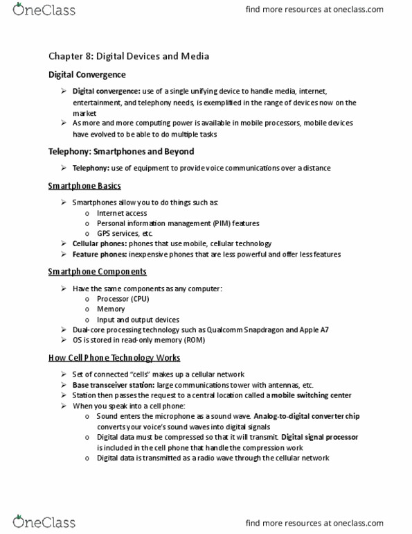 CP102 Chapter Notes - Chapter 8: Short Message Service, Wireless Internet Service Provider, Base Transceiver Station thumbnail