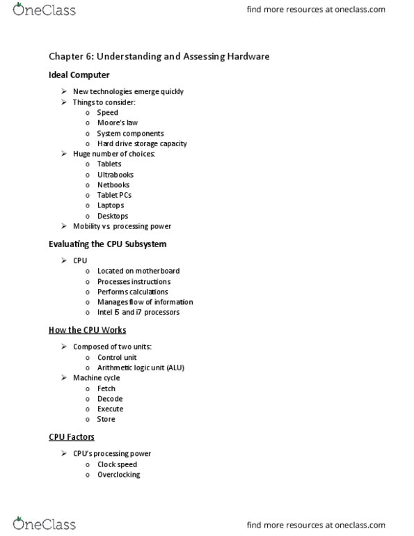 CP102 Lecture Notes - Lecture 6: Overclocking, Hyper-Threading, Control Unit thumbnail