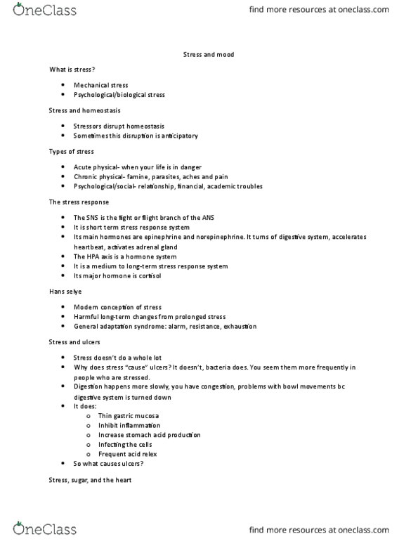 PSB-2000 Lecture Notes - Lecture 16: Hans Selye, Gastric Mucosa, Adrenal Gland thumbnail