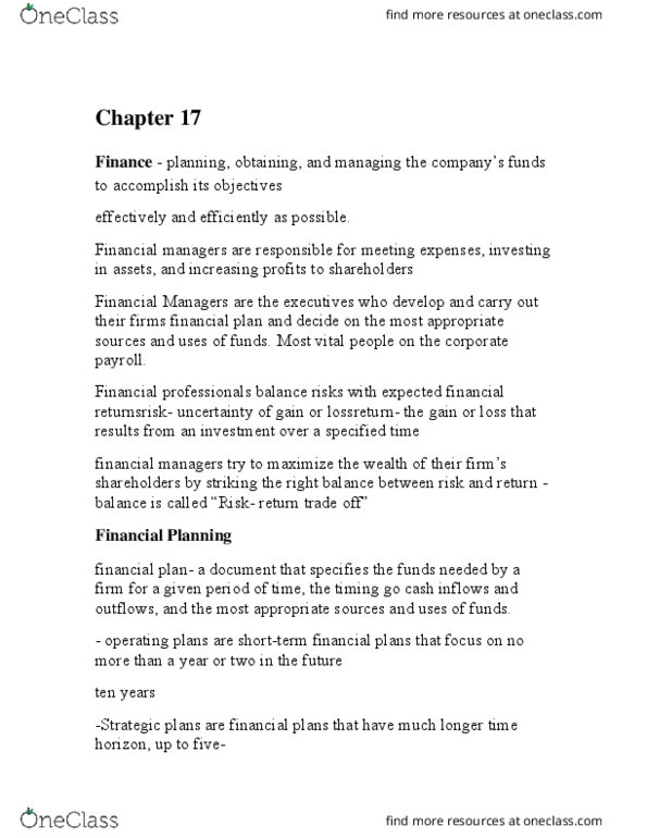 RSM100Y1 Chapter Notes - Chapter 17: Inventory Turnover, Revolving Credit, Accounts Receivable thumbnail